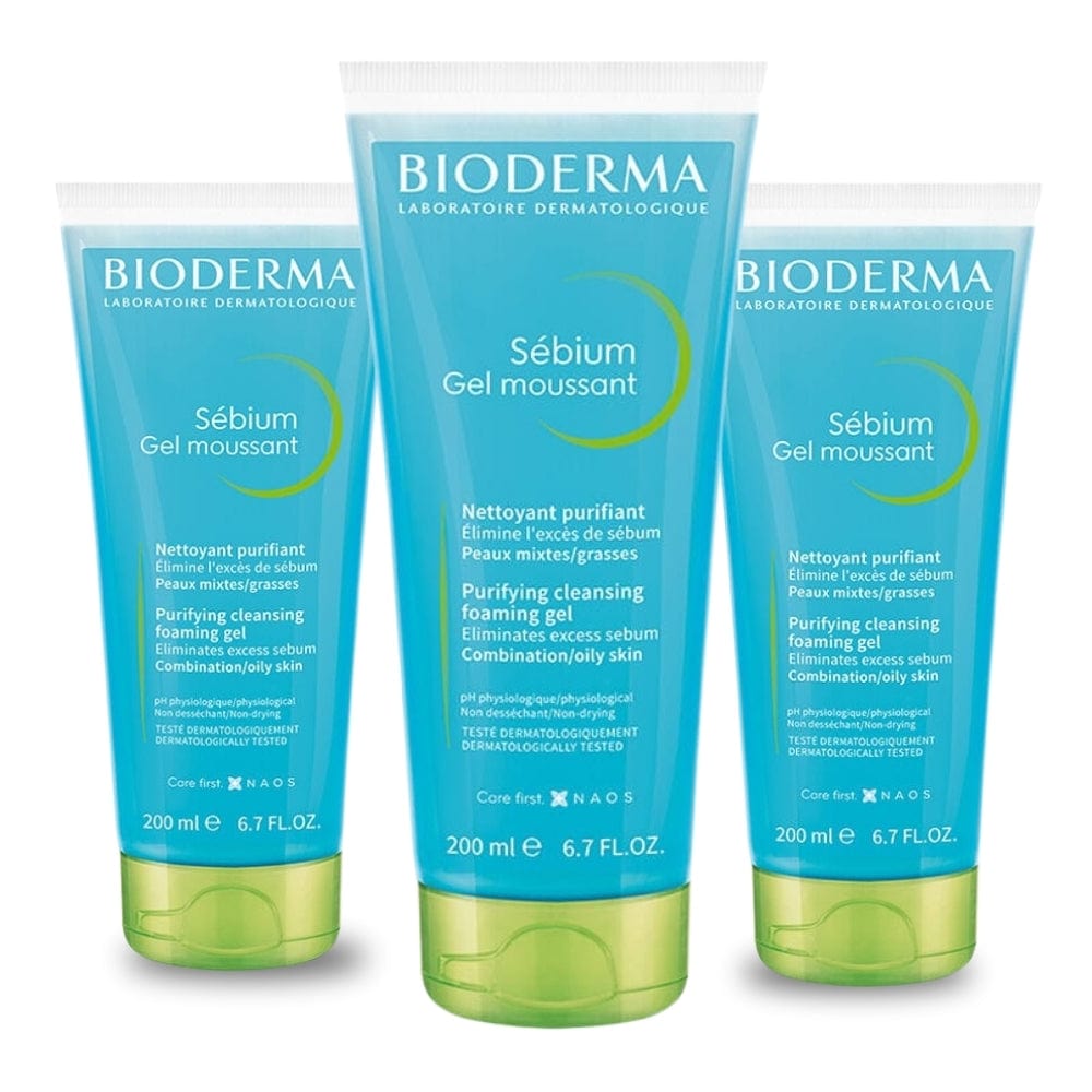 Bioderma Sebium Foaming Cleansing Gel 200 ml -3 Pack