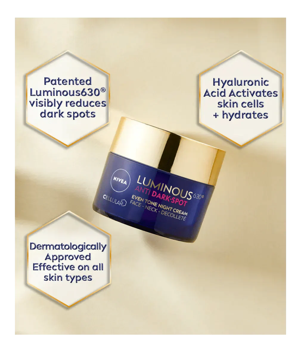 Nivea Luminous 630 Anti Dark Spot Night Cream  50ml / 1.7 fl oz - 3 Pack