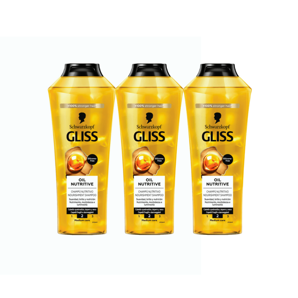 Schwarzkopf Gliss Oil Nutritive Nourishing Shampoo 400ml 3 Pack