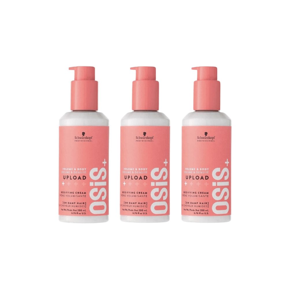 Schwarzkopf Osis Upload Volumizing Cream 200ml | Volumizing from Bottom to End with Protection Against Frizz & Heat 3 Pack