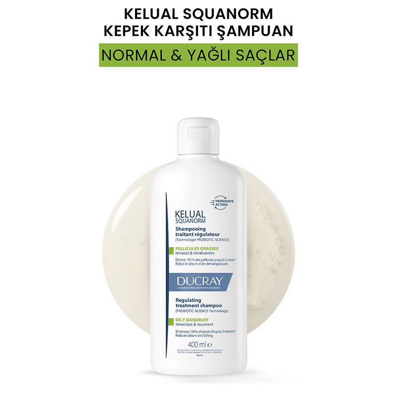 Ducray Kelual Squanorm Yağlı Saçlar için Kepek Şampuanı 400 ml - Melori