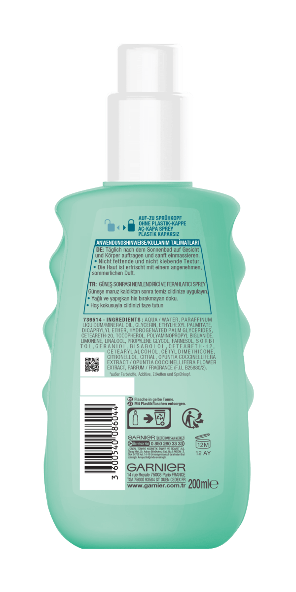 Garnier Ambre Solaire Güneş Sonrası Nemlendirici Ferahlatıcı Sprey 200 ml - Melori