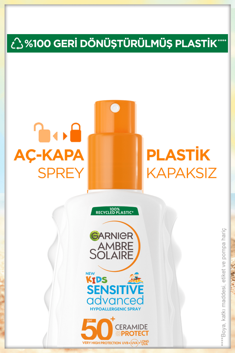 Garnier Ambre Solaire Sensitive Advanced Çocuk Hipoalerjenik Güneş Koruyucu Sprey SPF50+ 150ML - Melori