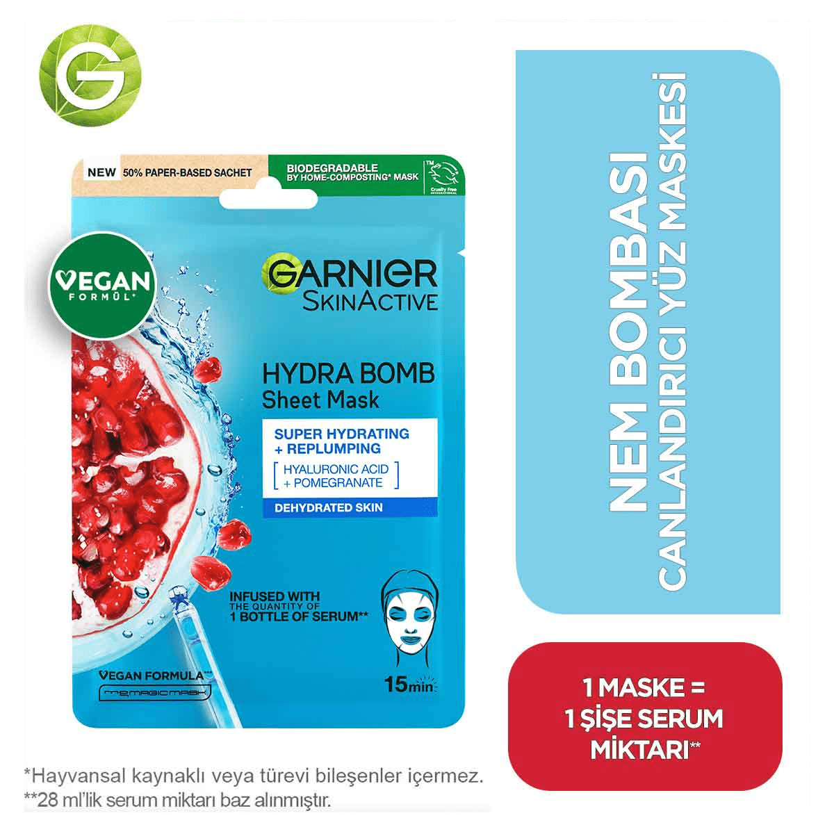 Garnier Nem Bombası Canlandırıcı Kağıt Yüz Maskesi - Melori