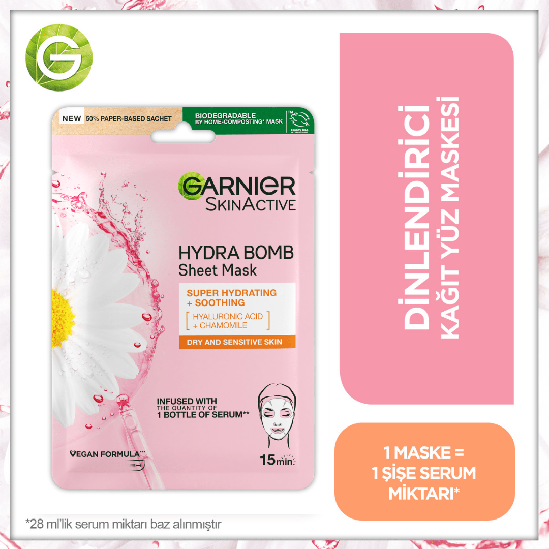Garnier Nem Bombası Dinlendirici Kağıt Yüz Maskesi - Melori
