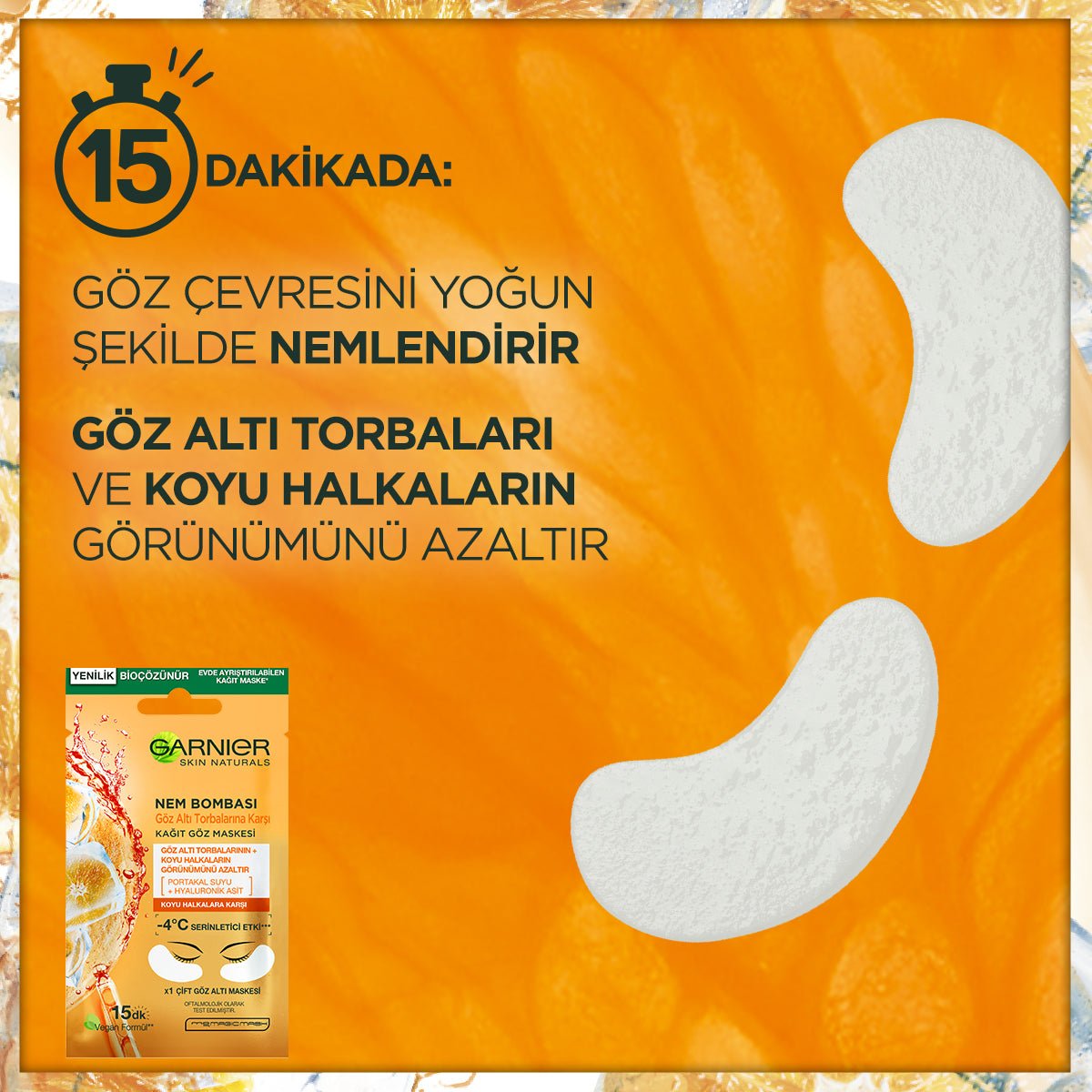 Garnier Nem Bombası Göz Altı Torbalarına Karşı Kağıt Göz Maskesi - Melori
