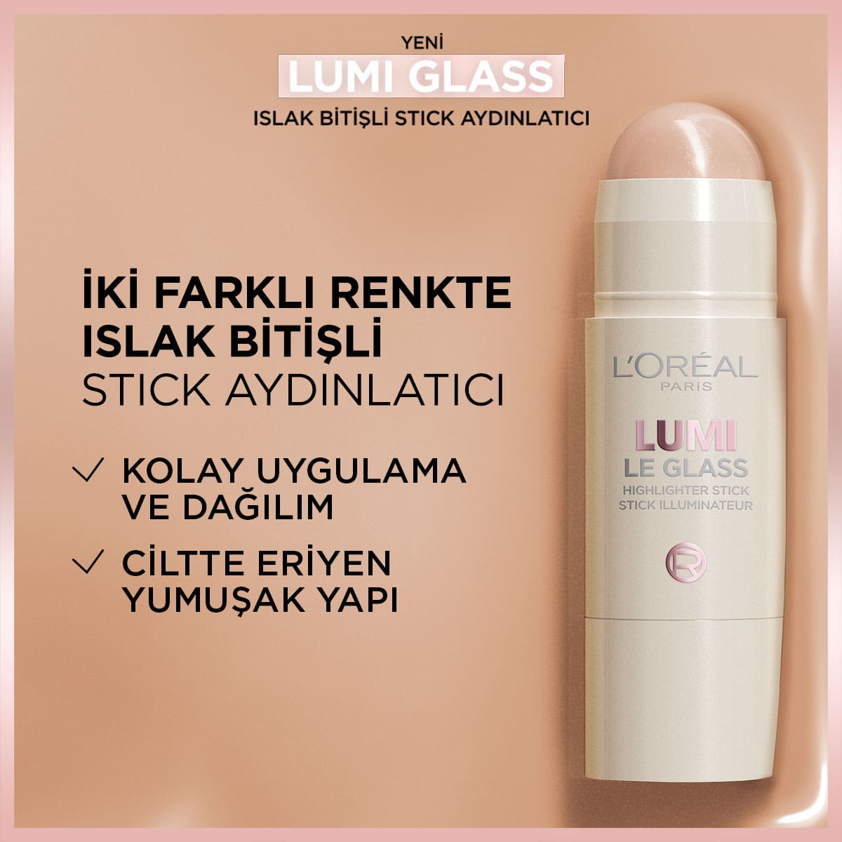 Loreal Paris Lumi Glass Islak Bitişli Stick Aydınlatıcı - 610 Glassy Pearl Eclat - Melori