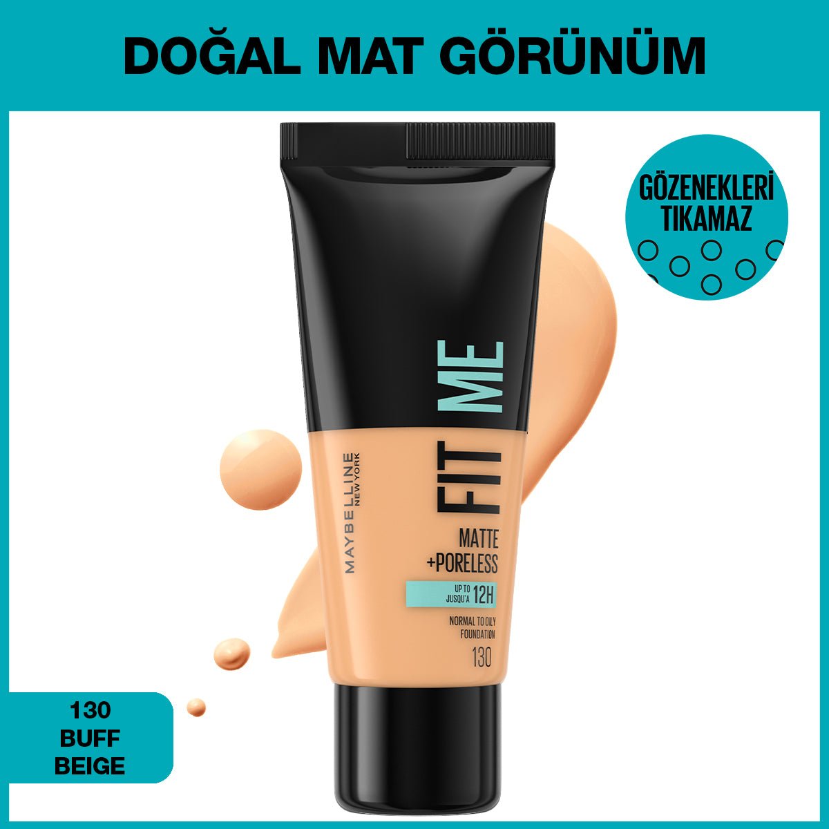 Maybelline New York Fit Me Matte+Poreless Fondöten - 130 Buff Beige - Melori