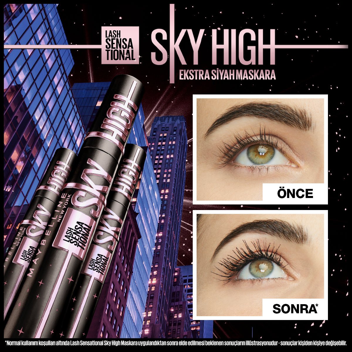 Maybelline New York Lash Sensational Sky High Cosmic Black Maskara - Melori