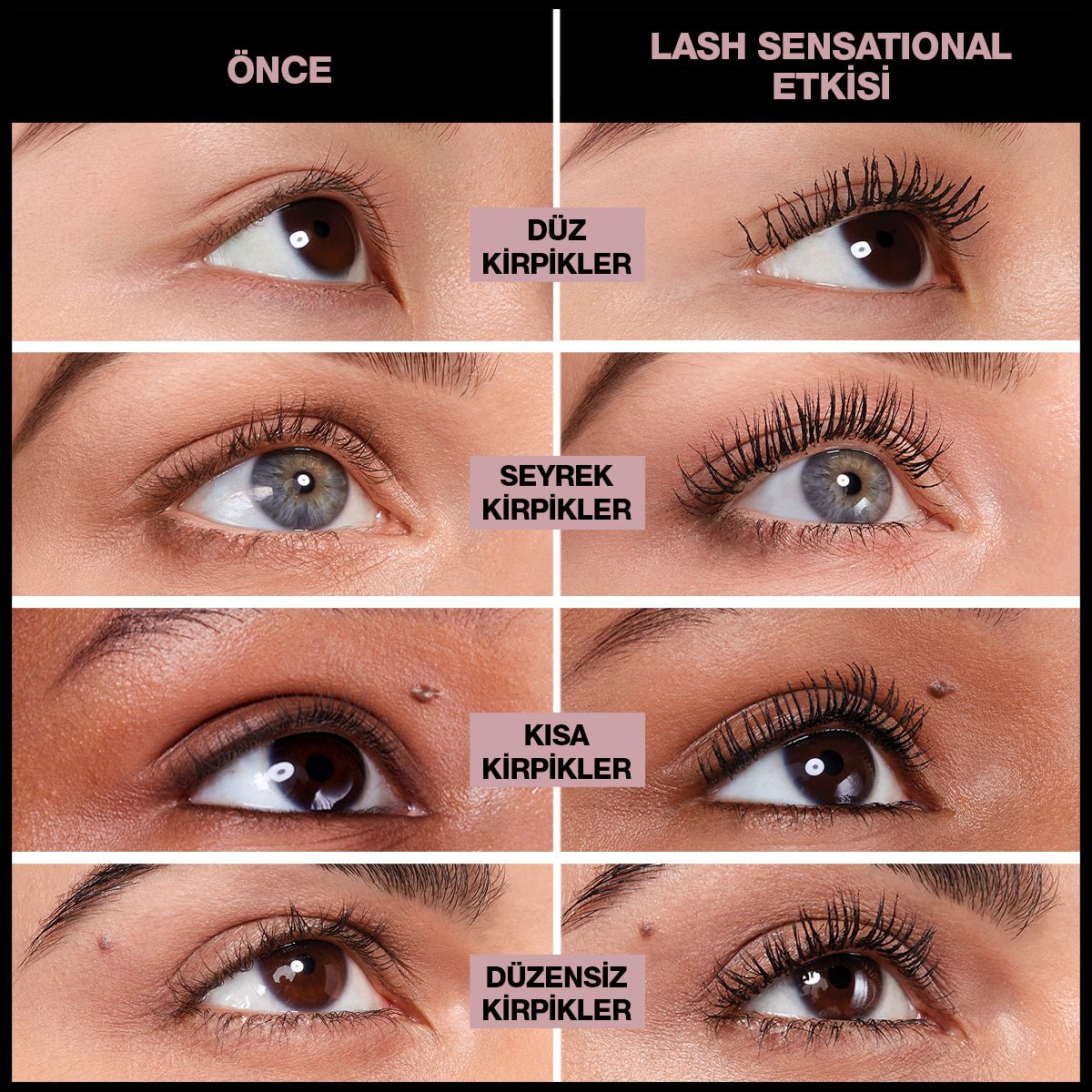 Maybelline New York Lash Sensational Yelpaze Etkili Intense Black Maskara - Ekstra Siyah - Melori