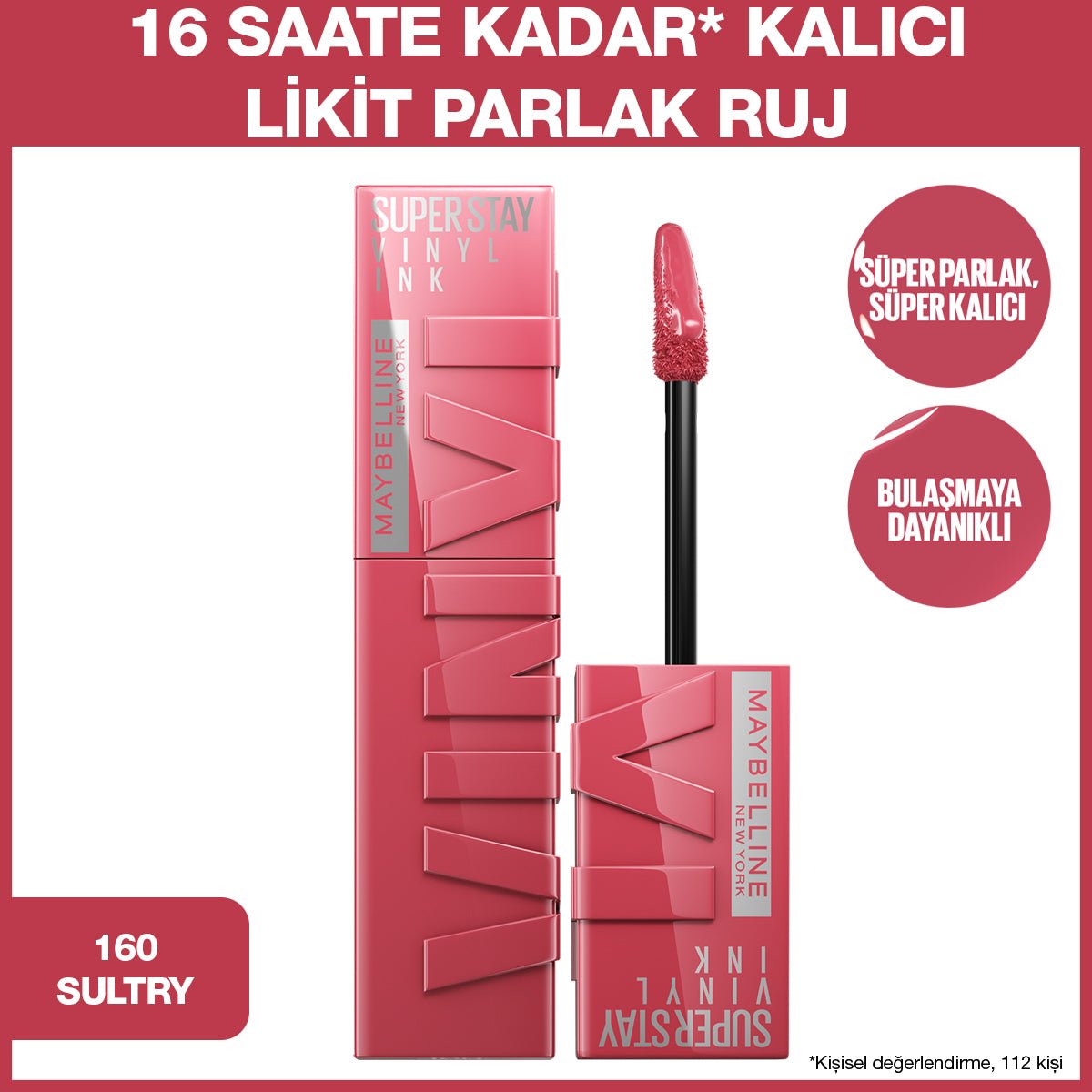 Maybelline New York Super Stay Vinyl Ink Uzun Süre Kalıcı Likit Parlak Ruj 160 Sultry - Melori