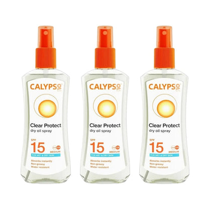 Calypso Clear Protect Spray For Wet/dry Skin Spf15 200ml -3 Pack
