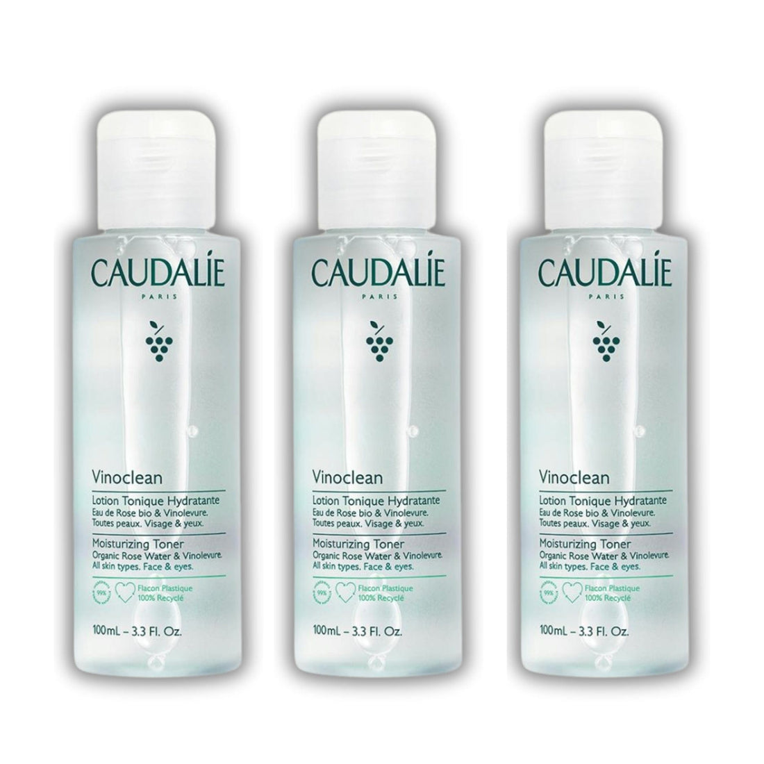 Caudalie Vinoclean Moisturizing Toner 100 ml -3 Pack