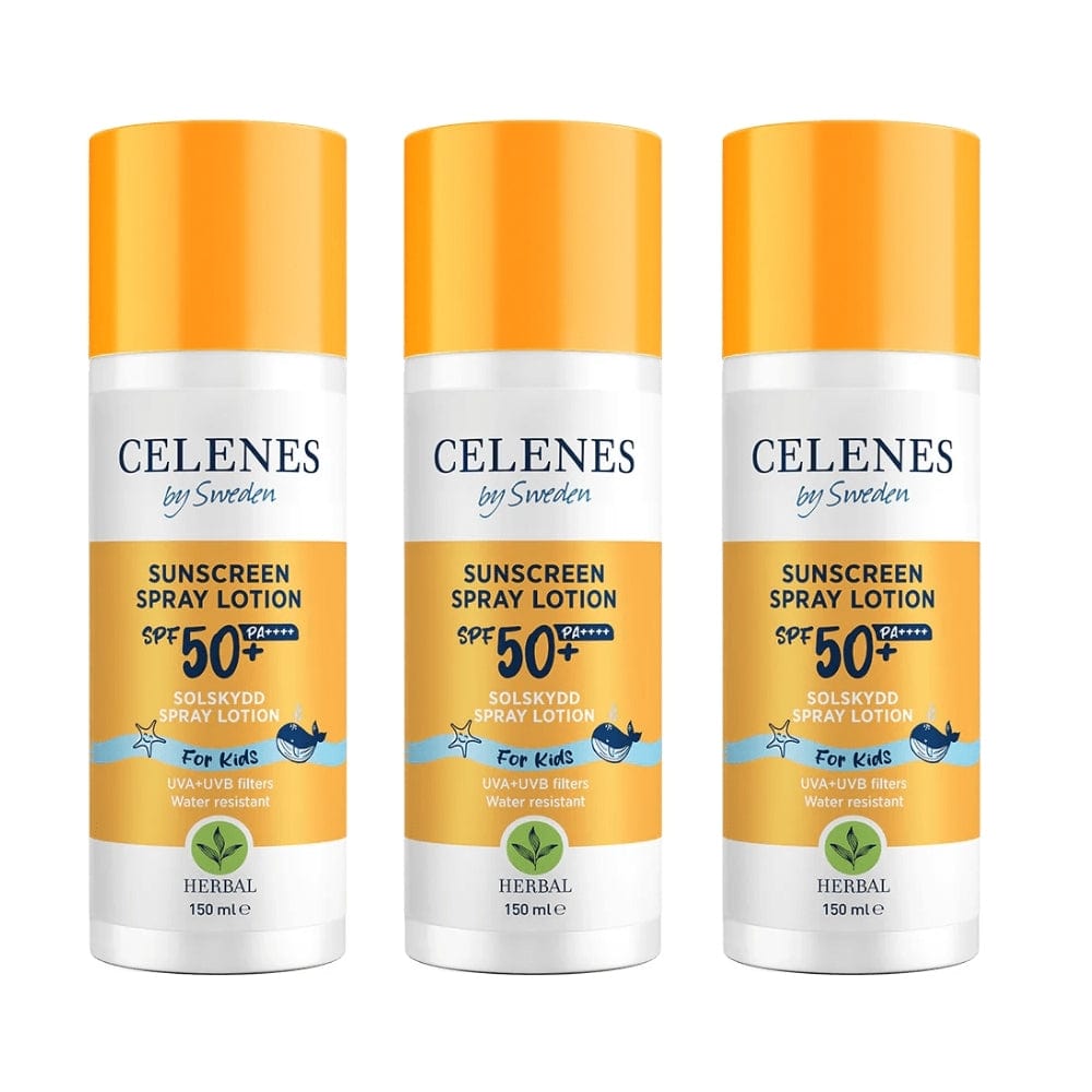 Celenes by Sweden Herbal Sunscreen Spray Lotion for Kids  50 Spf  150 ml / 5 fl oz -3 Pack