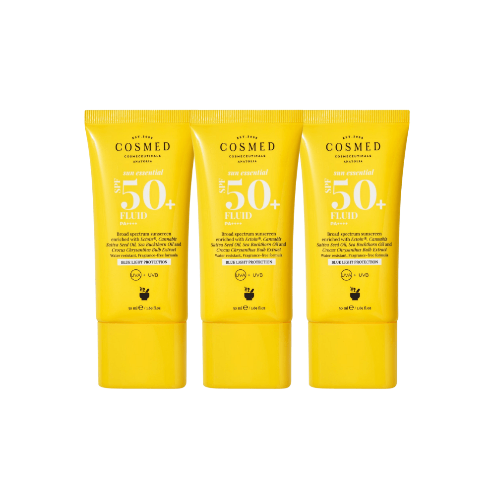 Cosmed Sun Essential Fluid SPF 50 Face Sunscreen for All Skin Types Next Generation Filters 50 ml 3 Pack