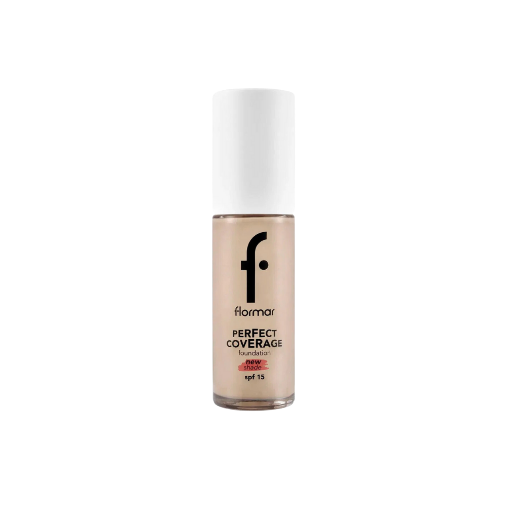 Flormar Perfect Coverage Highly Pigmented &amp; Semi-gloss Finish SPF15 Foundation 30ml - 130 Light Beige