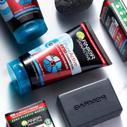 Garnier Pure Active Intensive 3in1 Charcoal Anti-Blackhead, Face Cleanser 150 ml 2 Pack