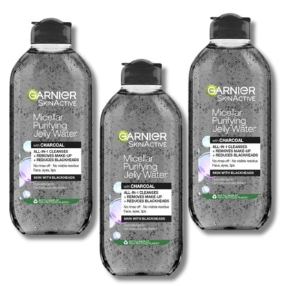 Garnier Skin Active Purifying Micellar Jelly Water With Charcoal &amp; Salicylic Acid 400 ml / 13.5 fl oz 3 Pack