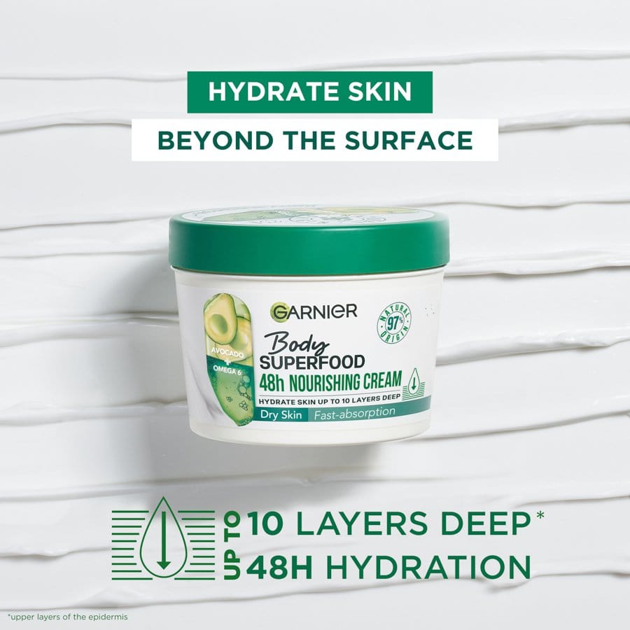 Garnier Superfood Avocado &amp; Omega 6 Superfood Nourishing Body Cream 380ml 2 Pack