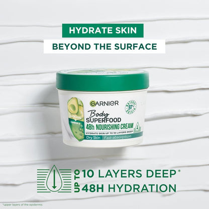 Garnier Superfood Avocado &amp; Omega 6 Superfood Nourishing Body Cream 380ml 2 Pack