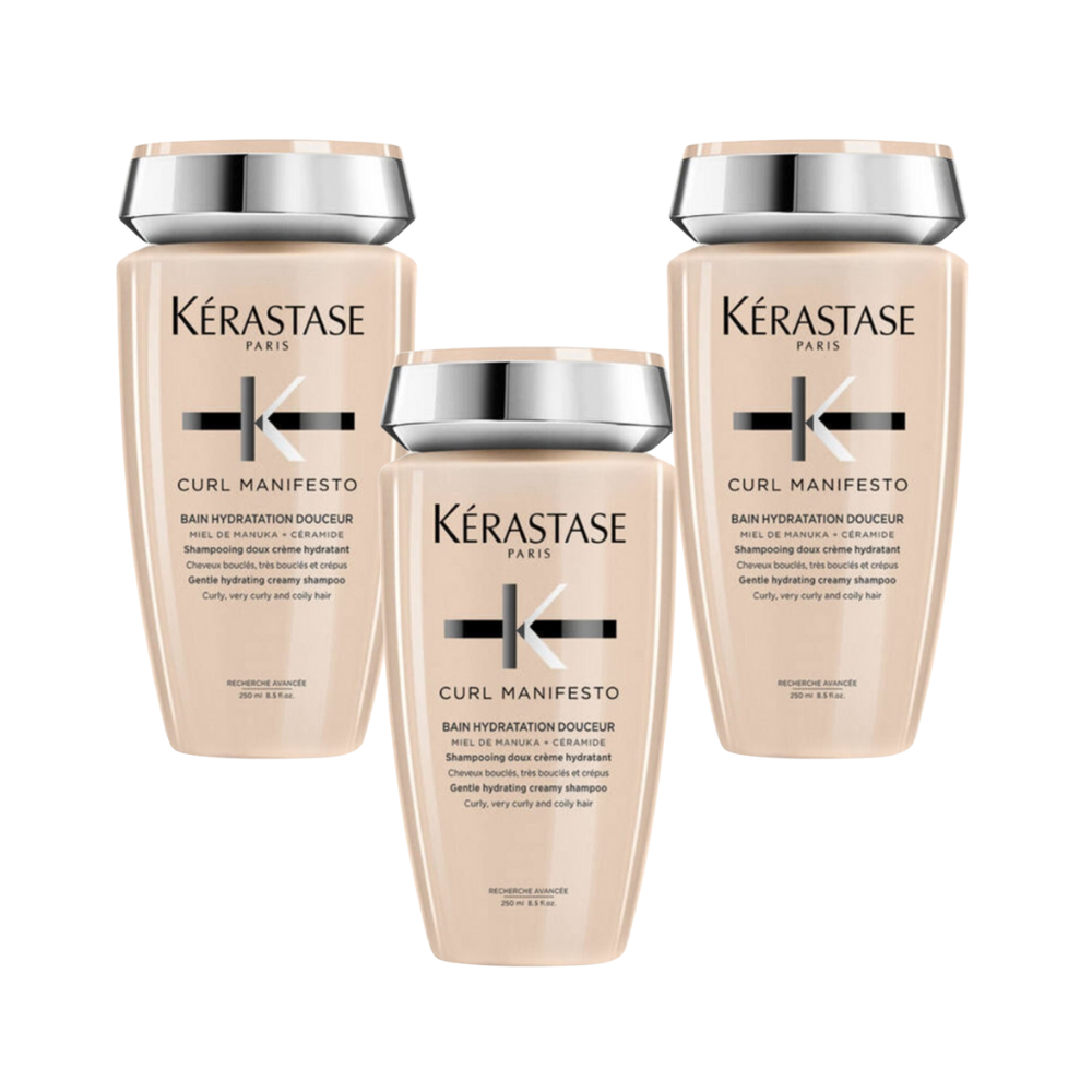 Kerastase Curl Manifesto Bain Hydratation Douceur Nourishing Shampoo for Curly Hair 250ml 3 Pack