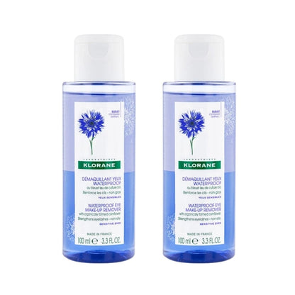 Klorane Dual Phase Waterproof Eye Make-Up Remover 100 ml -2 Pack