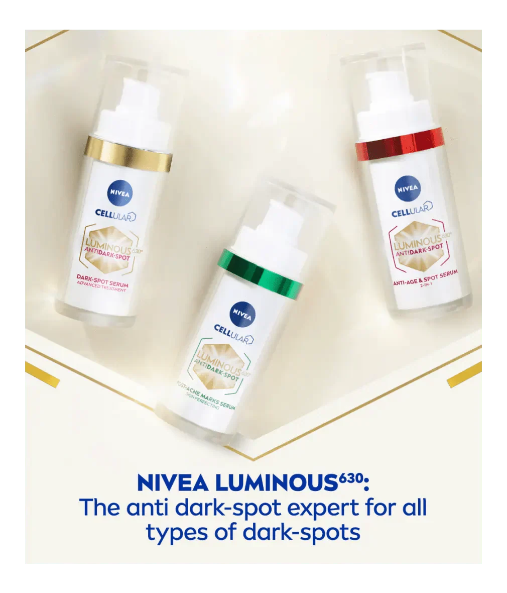 Nivea Luminous 630 Anti-Age &amp; Dark Spot 2-in-1 Serum with Collagen Booster 30ml / 1 fl.oz - 3 Pack