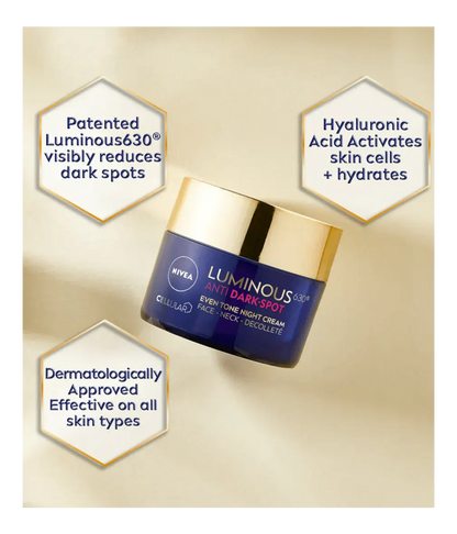 Nivea Luminous 630 Anti Dark Spot Night Cream  50ml / 1.7 fl oz - 3 Pack
