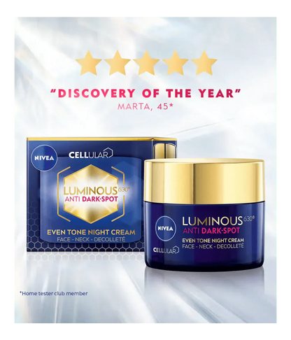 Nivea Luminous 630 Anti Dark Spot Night Cream  50ml / 1.7 fl oz - 3 Pack