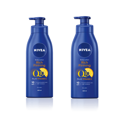 Nivea Q10 + Vitamin C Firming Body Lotion for Dry Skin 400ml / 13.5 fl oz - 2 Pack