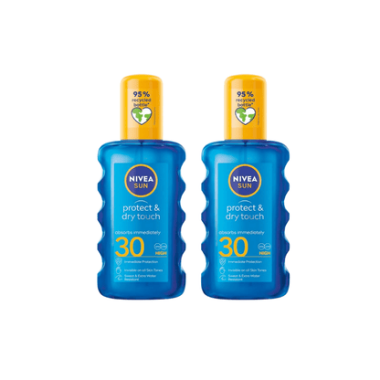 Nivea Sun Protect &amp; Dry Touch Sun Cream Spray SPF30 200 ml / 6.8 fl.oz - 2 Pack