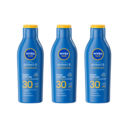Nivea Sun Protect &amp; Moisture Sun Cream Lotion SPF30 200ml / 6.8 fl.oz - 3 Pack