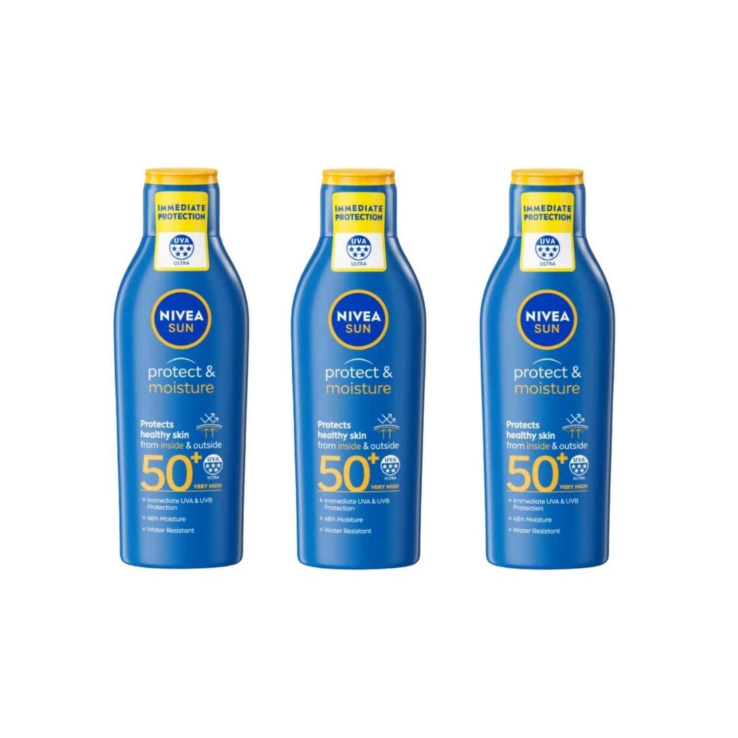 Nivea Sun Protect &amp; Moisture Sun Cream Lotion SPF50+ 200ml / 6.8 fl.oz - 3 Pack