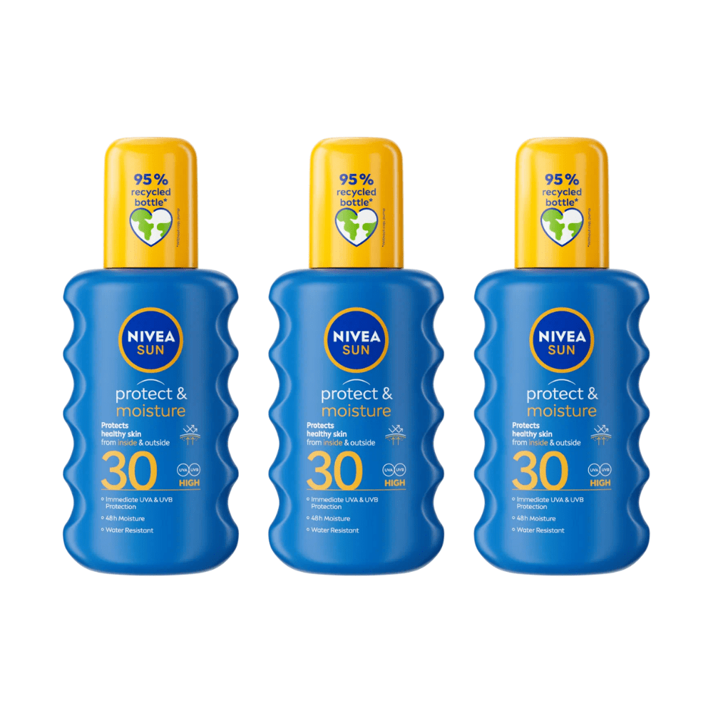 Nivea Sun Protect &amp; Moisture Sun Cream Spray SPF30 200ml / 6.8 fl.oz - 3 Pack