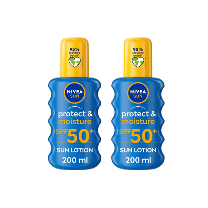 Nivea Sun Protect &amp; Moisture Sun Cream Spray SPF50+ 200ml / 6.8 fl.oz - 2 Pack