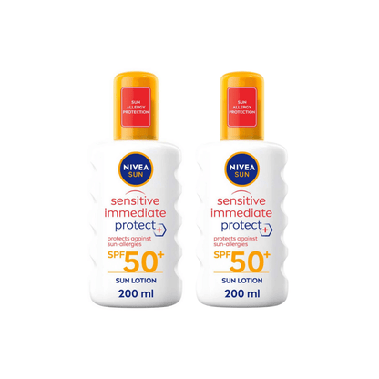 Nivea Sun Sensitive Immediate Protect Sun Cream Spray SPF50+ 200ml / 6.8 fl.oz - 2 Pack