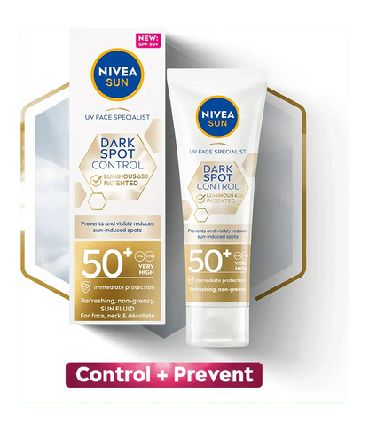 Nivea Sun UV Face Luminous 630 Spot Control Sun Fluid SPF50 40ml / 1.35 fl.oz - 4 Pack