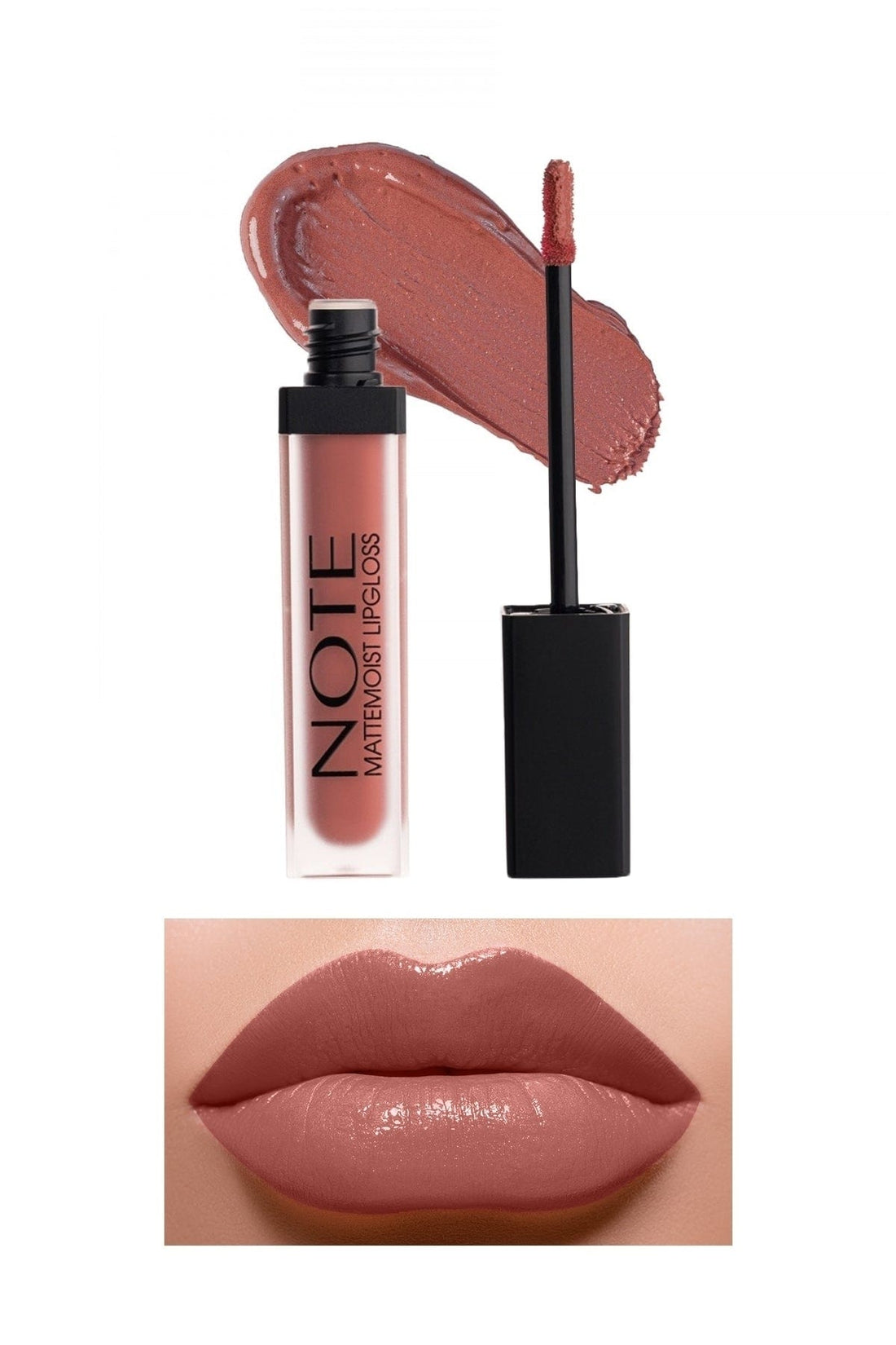 Note Cosmetics Mattemoist Lipgloss Semi Matte Satin Finish Liquid Lipstick-413 Coral Touch