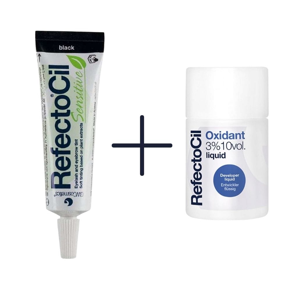 RefectoCil Sensitive Black Eyebrow and Eyelash Dye Black 15 ml + RefectoCil 3% 10 vol. Liquid Oxidant 100 ml