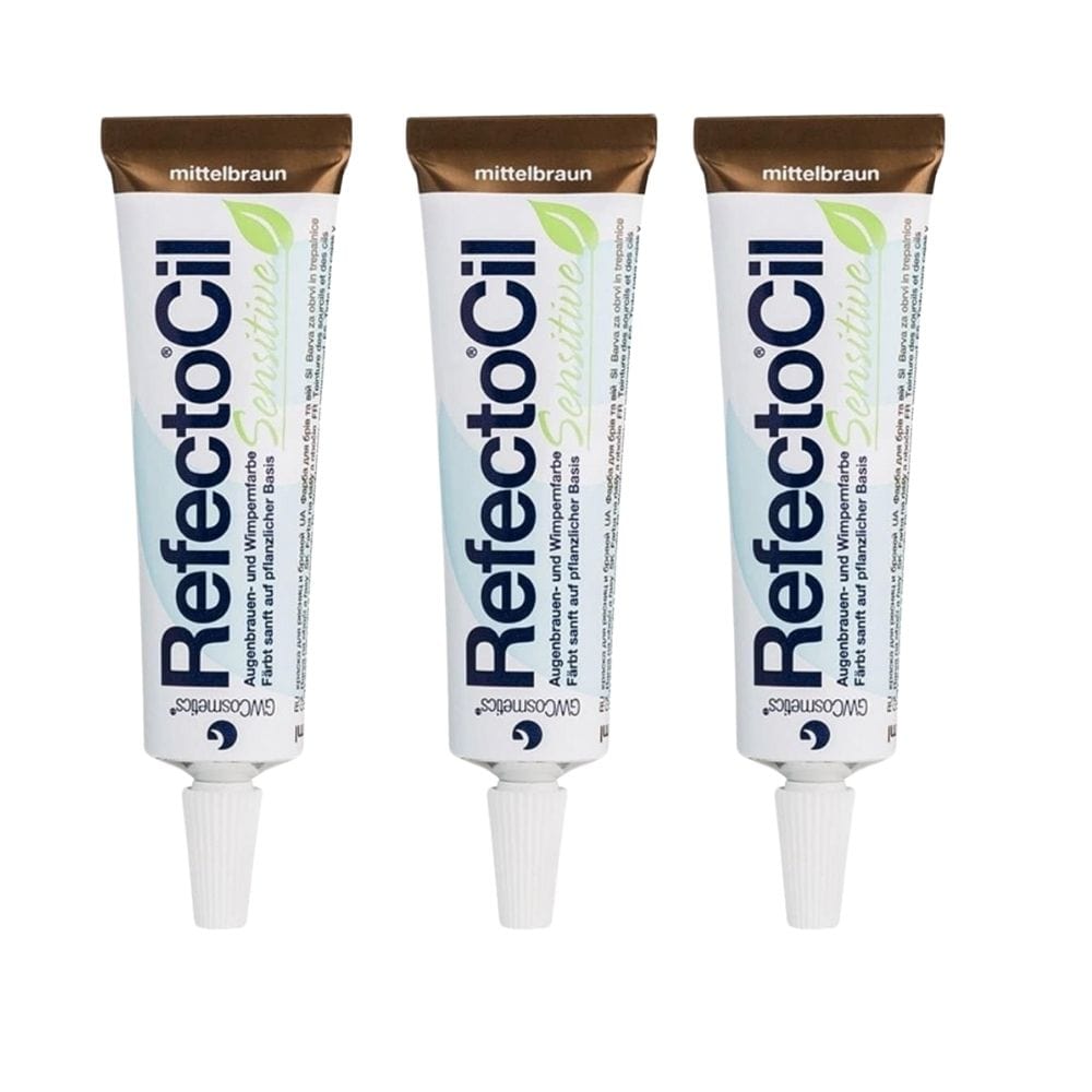 RefectoCil Sensitive Medium Brown Eyebrow and Eyelash Dye Medium Brown 15 ml 3 Pack