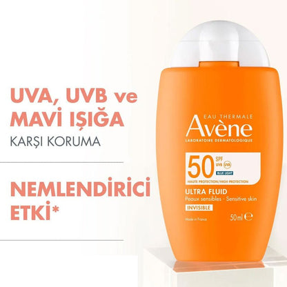 Avene Ultra Fluid Invisible SPF50 Normal ve Karma Ciltler İçin Güneş Kremi 50 ml - Melori