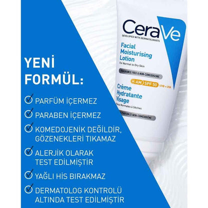 Cerave Facial Moisturising Lotion Yüz Kremi 50 SPF 52 ml - Melori