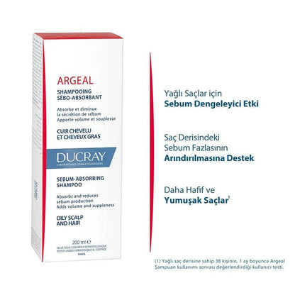 Ducray Argeal Yağlı Saçlar için Sebum Düzenleyici Şampuan 200 ml - Melori