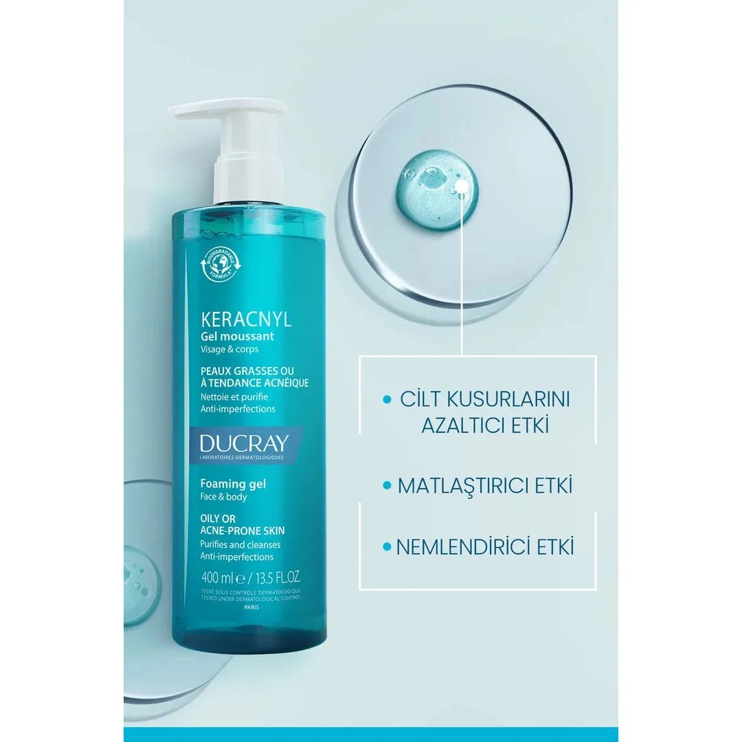 Ducray Keracnyl Akne Karşıtı Yüz Temizleme Jeli 400 ml - Melori