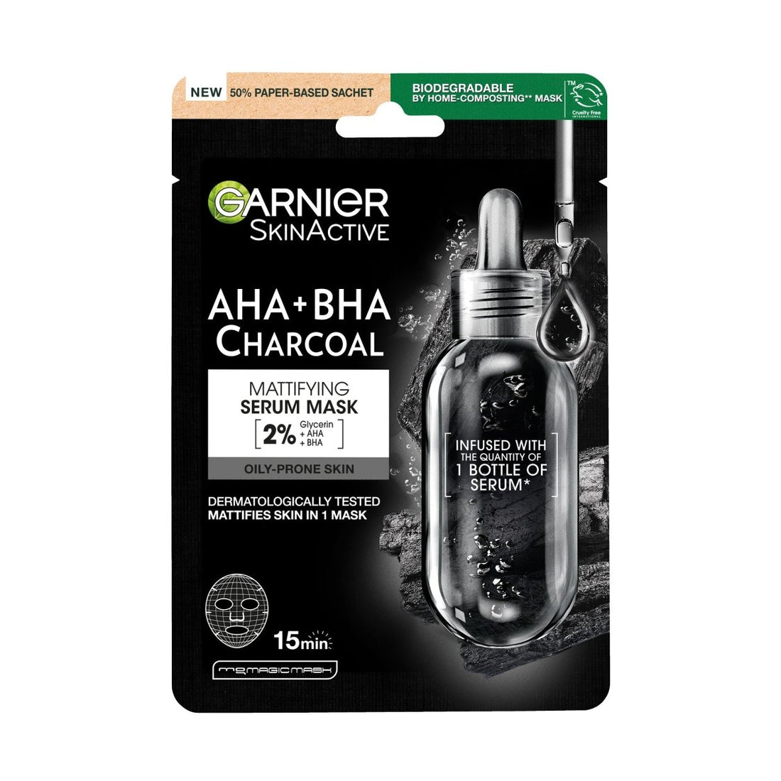 Garnier AHA + BHA Kömürlü Matlaştırıcı Kağıt Maske - Melori