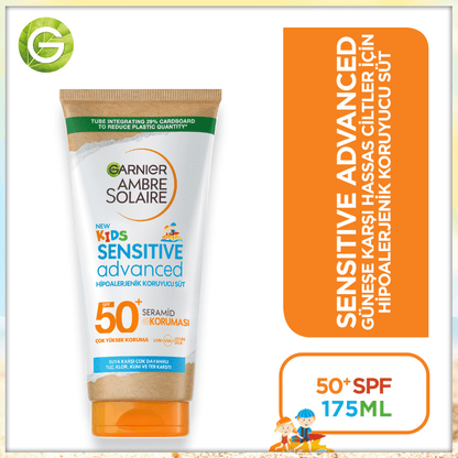 Garnier Ambre Solaire Sensitive Advanced Çocuk Hipoalerjenik Güneş Koruyucu Süt SPF50+ 175ML - Melori
