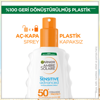 Garnier Ambre Solaire Sensitive Advanced Hipoalerjenik Güneş Koruyucu Sprey SPF50+ 150ML - Melori