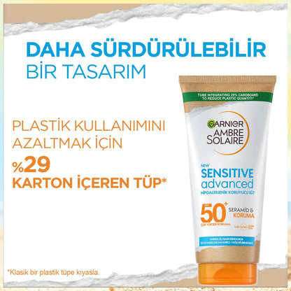 Garnier Ambre Solaire Sensitive Advanced Hipoalerjenik Güneş Koruyucu Süt SPF50+ 175 ml - Melori