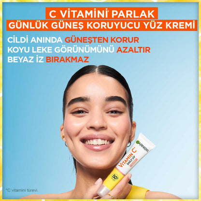 Garnier C Vitamini Parlak Günlük UV Korumalı Güneş Yüz Kremi Görünmez Doku SPF50+ 40ml - Melori