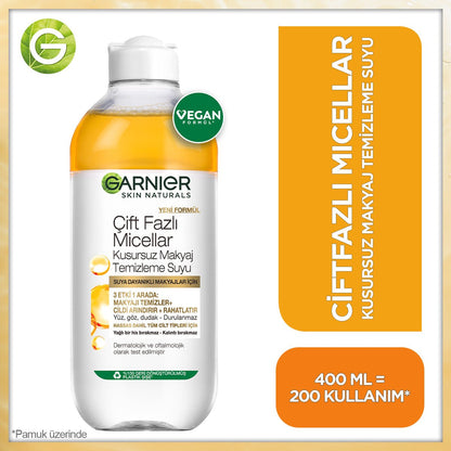 Garnier Çift Fazlı Micellar Kusursuz Makyaj Temizleme Suyu 400ML - Melori